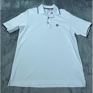 BMW Polo Shirt Mens M White Performance Golf Casual Logo Short Sleeve Preppy
